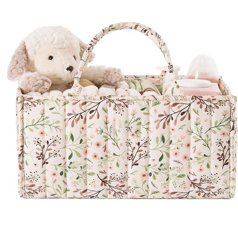 

Floral Mother and Baby Nappy Storage Bag with Handle, Diaper Bag and Basket