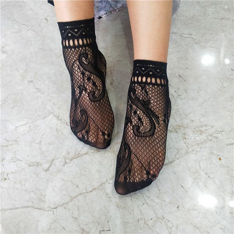 

4 пары ретро кружева кружева сетки сексуальные полые чулки женские короткие чулки черные 4 pairs