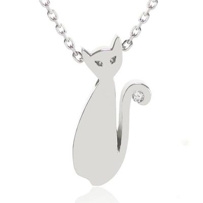 [cloud Jewelry] Cloud Jewelry CN-1c White Cat Pendant Women's Necklace [Wooden Gift Box Included] Sterling Silver 925 Cn-1c