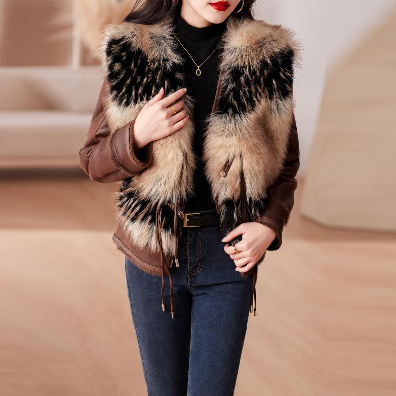 Hua Ge Di Qing fox fur coat women's short new winter genuine fur one-piece fur coat