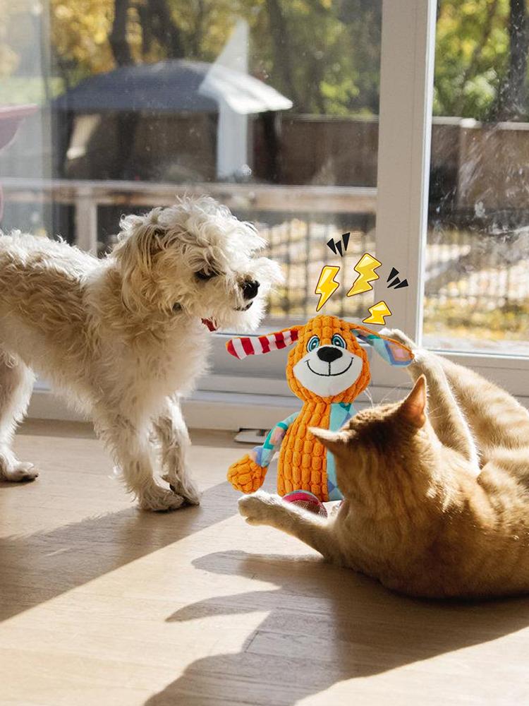 Pet Plush Toy Cat Dog Puzzle Toy Cute Animals Bite Resistant Interactive Squeaky Pet Teeth Cleaning Chew Toy Pet Supplies