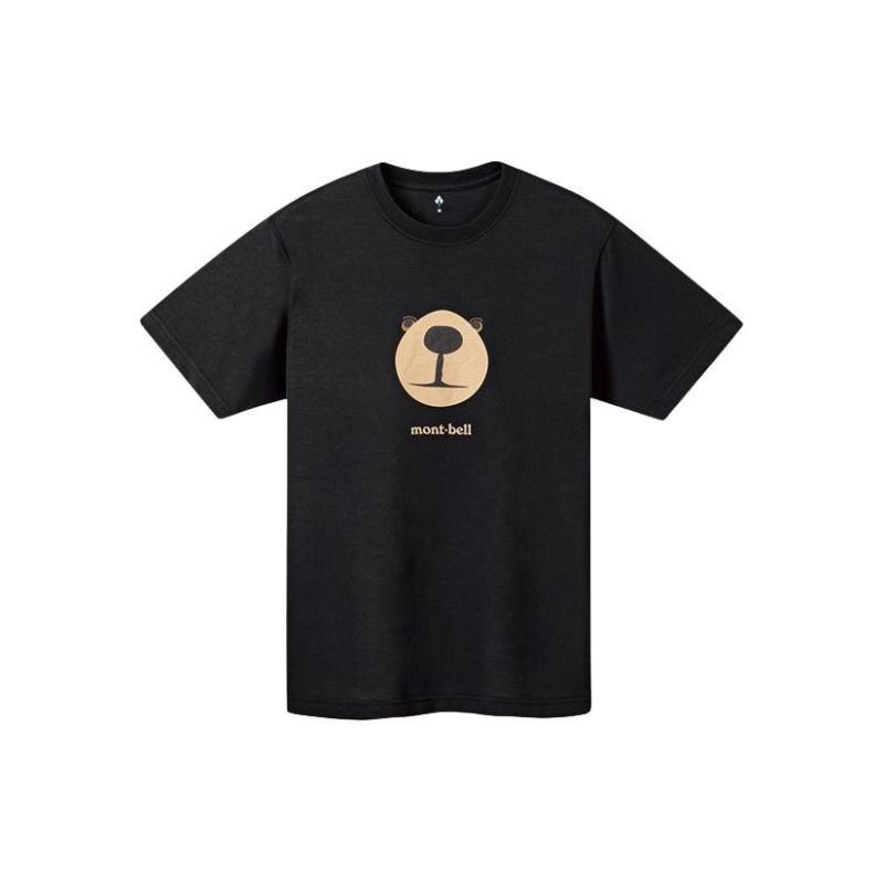 MONTBELL Wickron Винтажный Принт Медведь Для улицы Дышащая Быстросохнущая Охлаждающая Защита от УФ Круглый вырез Короткий рукав Футболка Унисекс Черный S