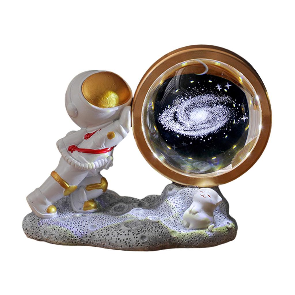 3D Glass Ball Night Light Bedside Lamp Degree Rotating Table for Crafts Kids