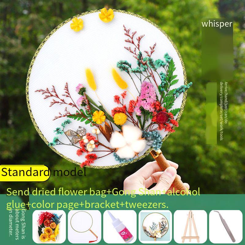 DIY Preserved Fresh Flower Hand Fans Creative Party Gift Home Decoration Fashion Decorative Chinese Japanese Fan Versatile New