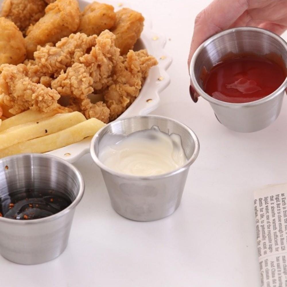 12PCS/SET Stainless Steel Barbecue Dipping Cup Small Size Seasoning Dish Sauce Cup Western Cuisine