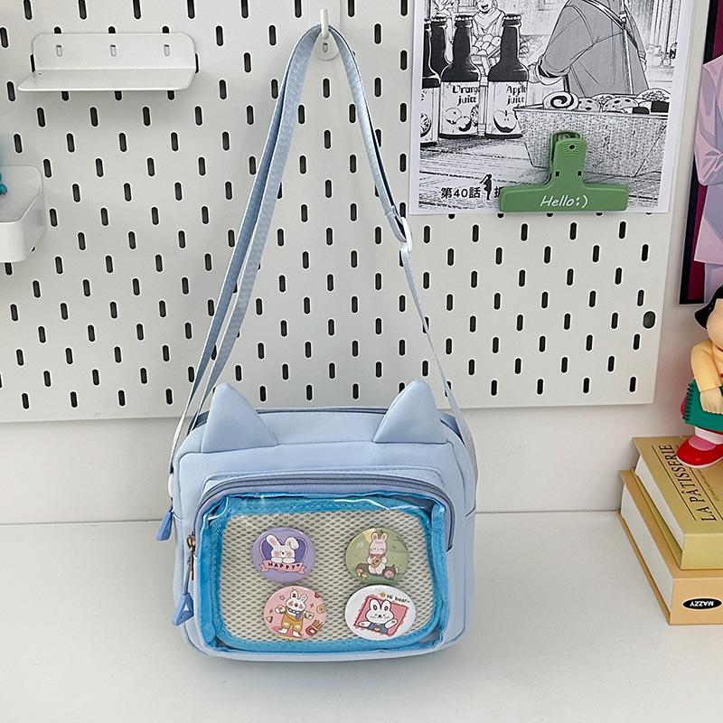Girls Two-dimensional Yuan Large-capacity High-value Transparent Pain Bag Versatile Soft Girl Portable Messenger Bag College Style Messenger Bag