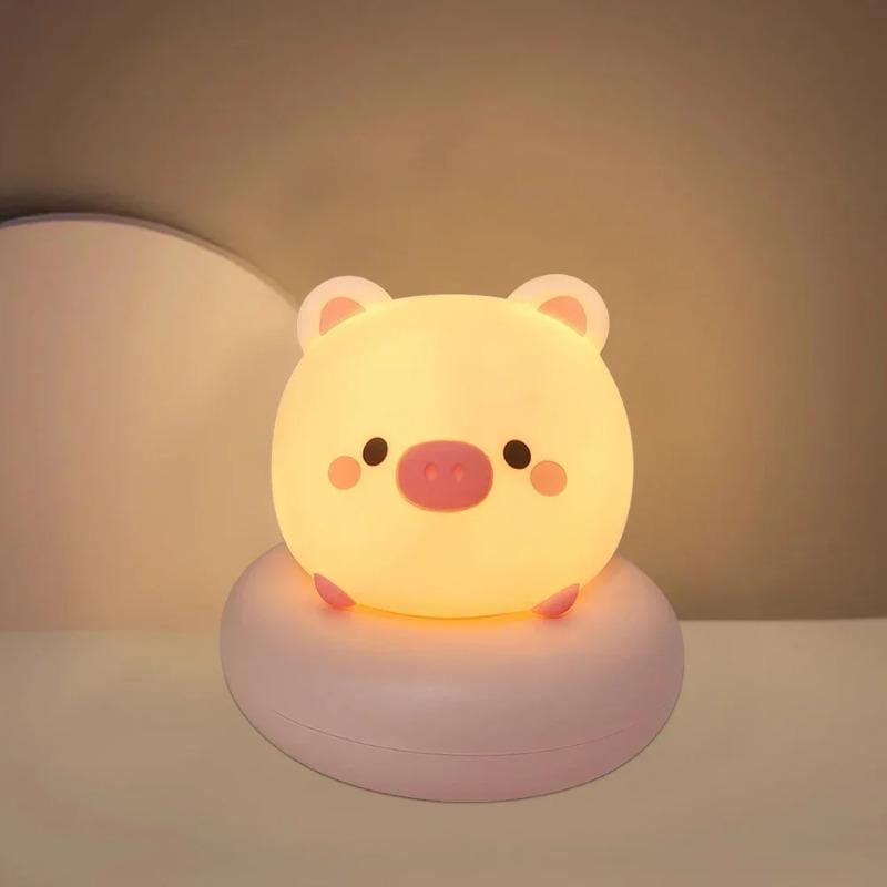 Cute Animal Rechargeable LED Night Light 3 Level Dimmable Nursery Lamp for Breastfeeding Toddler Baby Bedroom Sleeping Decor