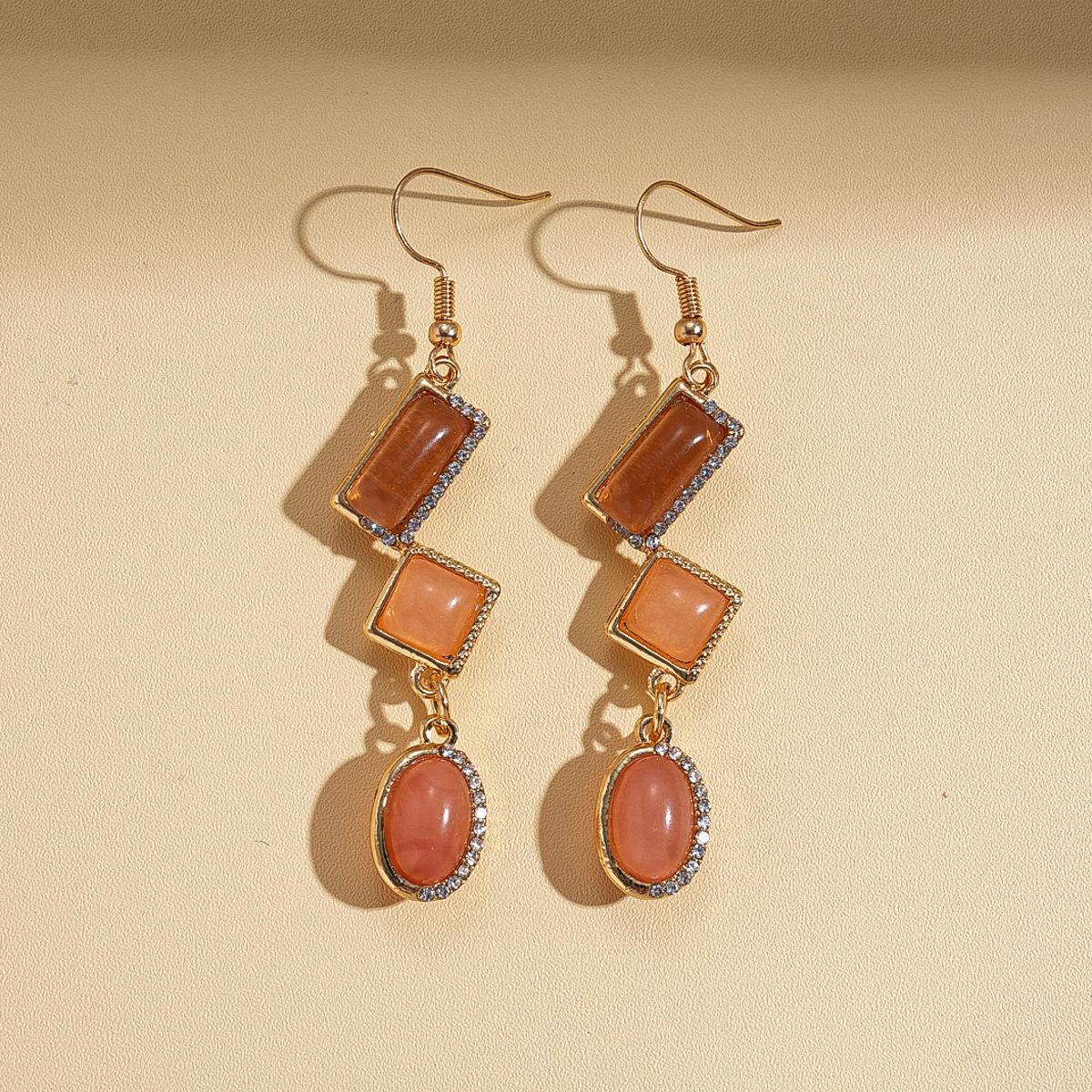 Resin Diamond Square Oval Sweater Chain Fashion Geometric Necklace