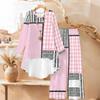 Distressed Floral Print Two Piece Outfit Women Long Sleeve Irregular Hem Tunic Top Wide Leg Pants Casual Matching Set