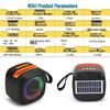 Southeast Asia & Africa Portable Wireless Bluetooth Speaker with Solar Charging, USB, Card Slot & Seven-Color LED Lights.