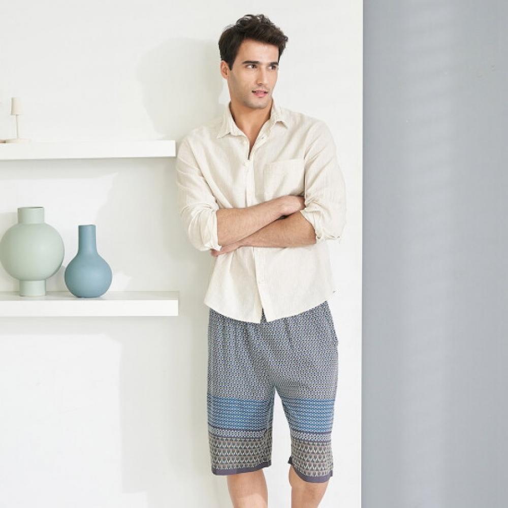 L Affair Men S traditionaL viScoSe ShortS bLue Brown Lmpfd152 Bu