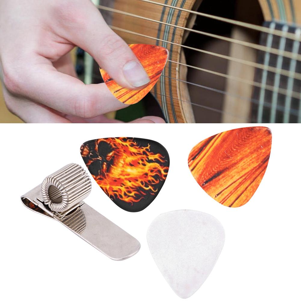 Guitar Pick Holder Clip Metal Pick Holding Clip with 3 Pcs Clip for Guitar Player