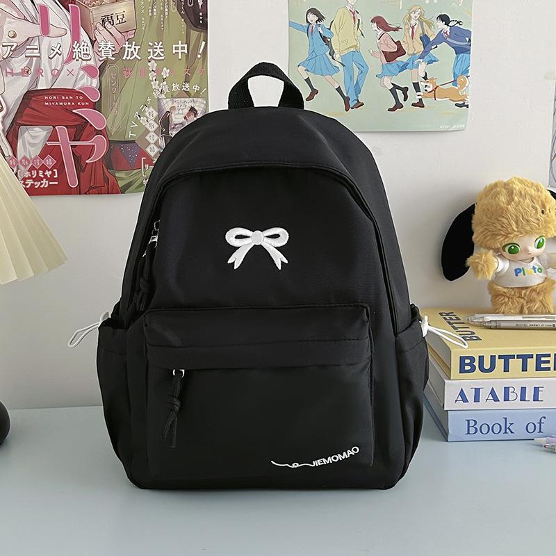 Schoolbag Wholesale High Value Bow Lightweight Small Backpack Japanese Ins Simple High School Student Schoolbag Versatile Backpack