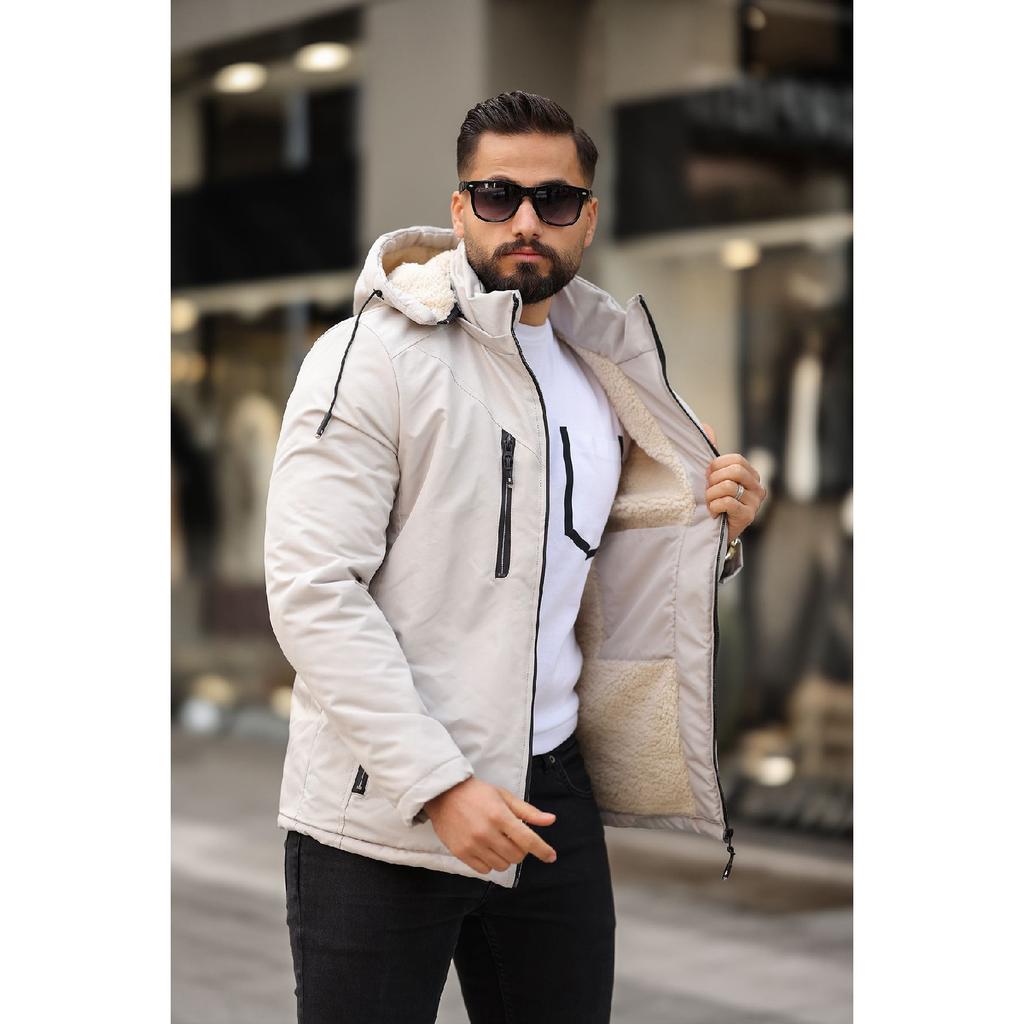 Winter Coat With Fur Inside And Removable Hood