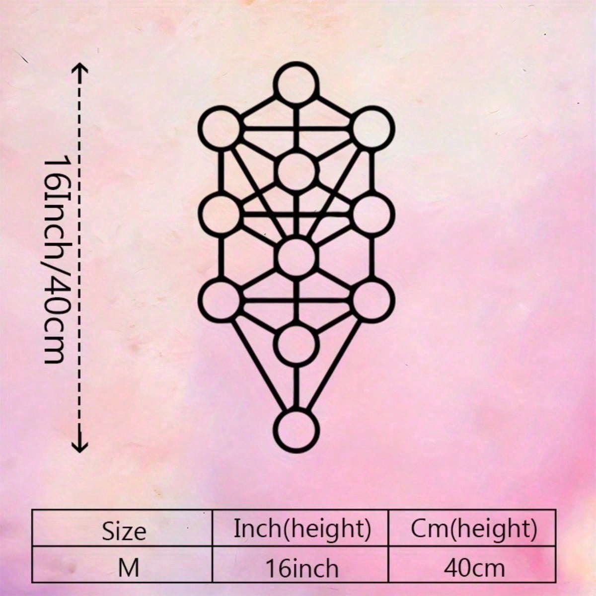 Metal Tree of Life Wall Art Black Minimalist Spiritual Decor Iron Kabbalah Gift 40x21.5