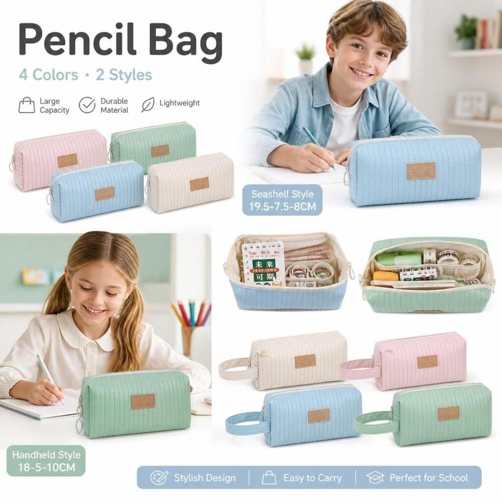 Double Zipper Pencil Bag Waterproof Pencil Pouch New Pen Bag Stationery Supplies