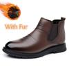 Stivaletti da Uomo Stivali Casual in Pelle Zip Punta Rotonda Scarpe alla Moda Inverno Pelliccia Versatili Stivaletti da Uomo Slip on Scarpe da Lavoro