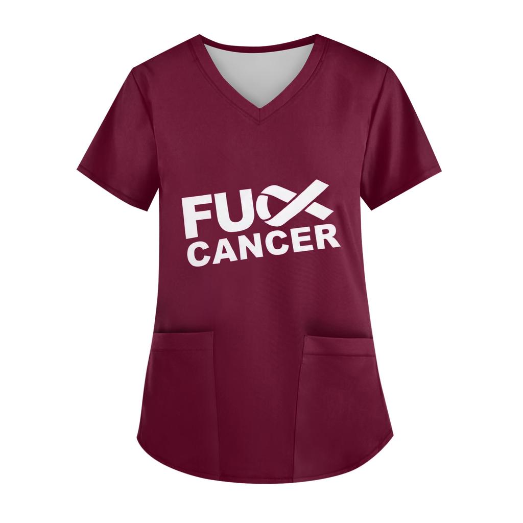 Women's V-Neck Short-Sleeve Pocketed Top With Side Slit