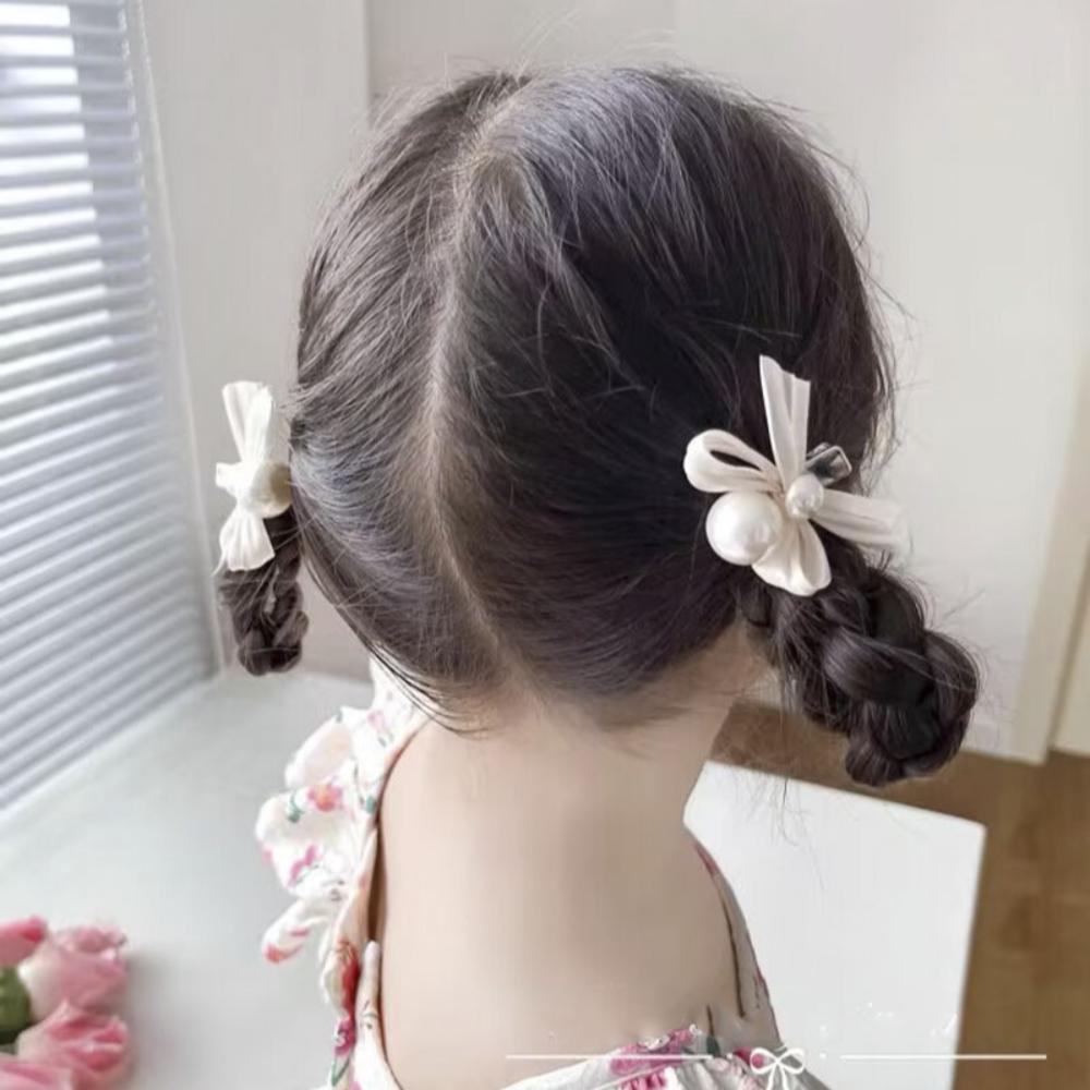 

Retro Pearl Bow Hairpin Fabric Art Side Clip Decorate Hair Accessories