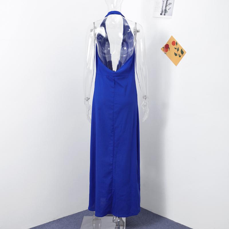 Сексуальное плиссированное женское длинное платье с глубоким V-образным вырезом — фото 14