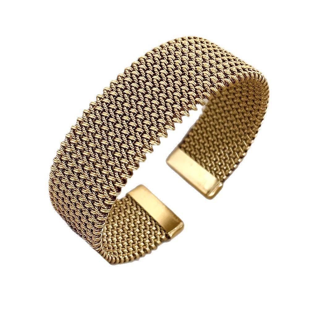 Vintage Weave Cuff Bracelet Waterproof Braided Mesh Bracelet Open Cuff Bangle  Men Jewelry