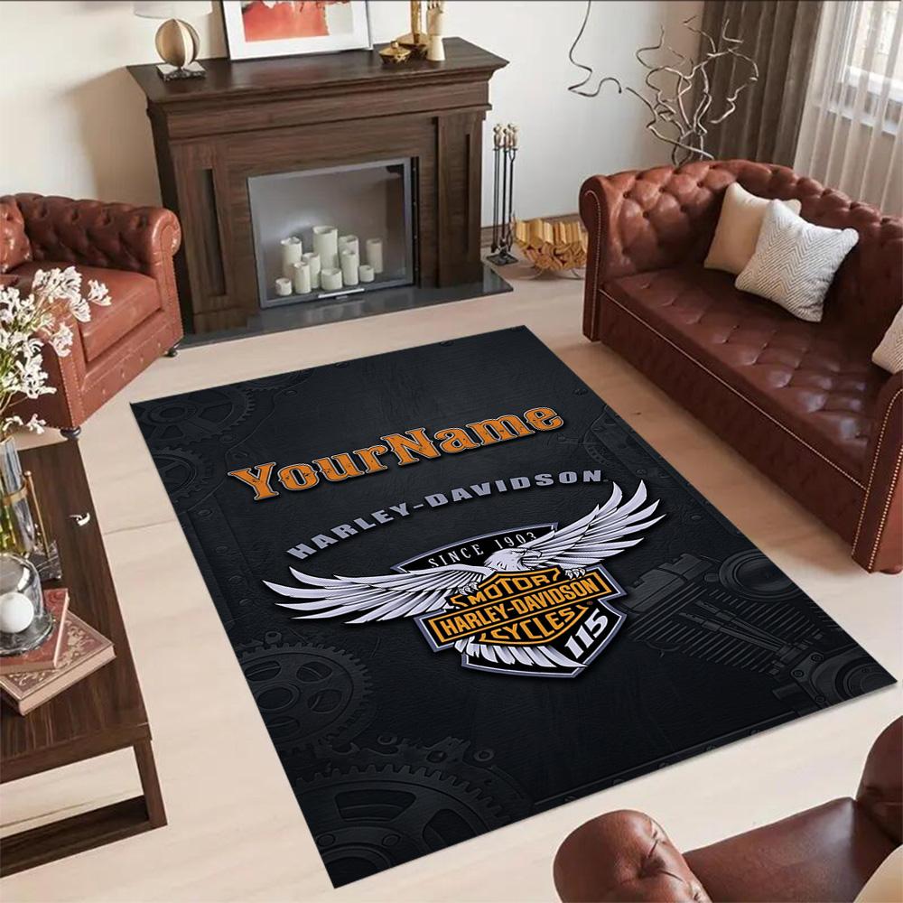 Harley-davidson Motorcycles Personalized Text Area Rug Perfect for Kitchen Dormitory Playrooms Hallway Anti-slip Rug Decorate Offices