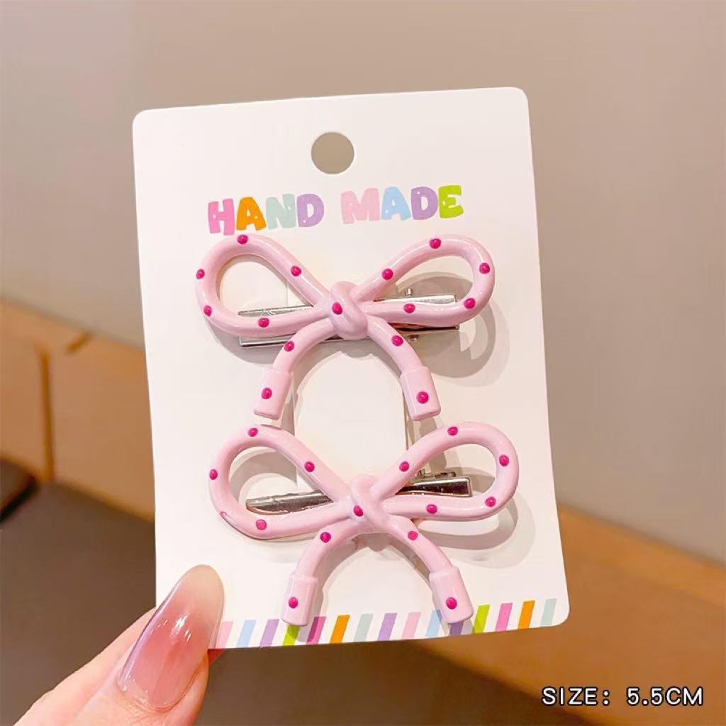 

Children s Pink Polka Dot Bow Hair Clip – Korean Style Duckbill for Baby Girls