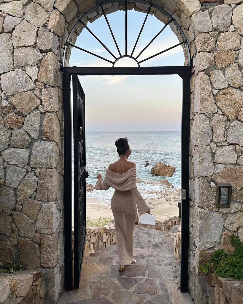 European & American Beach Cross-border One-shoulder Knitted Hollow-out Sexy Long Dress Cover-up