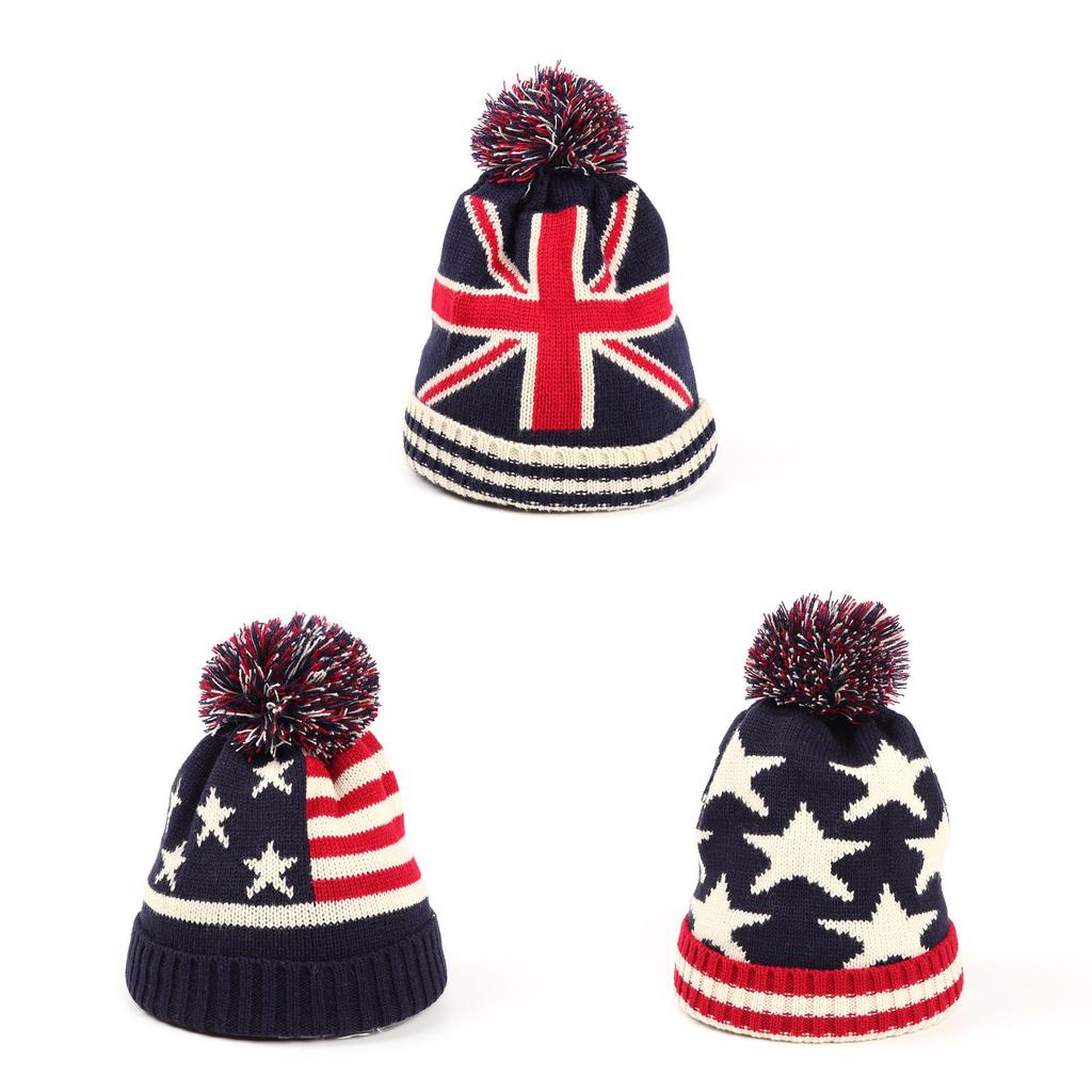 Star Pattern Knit Hat For Winter Warmth And Windproof Protection