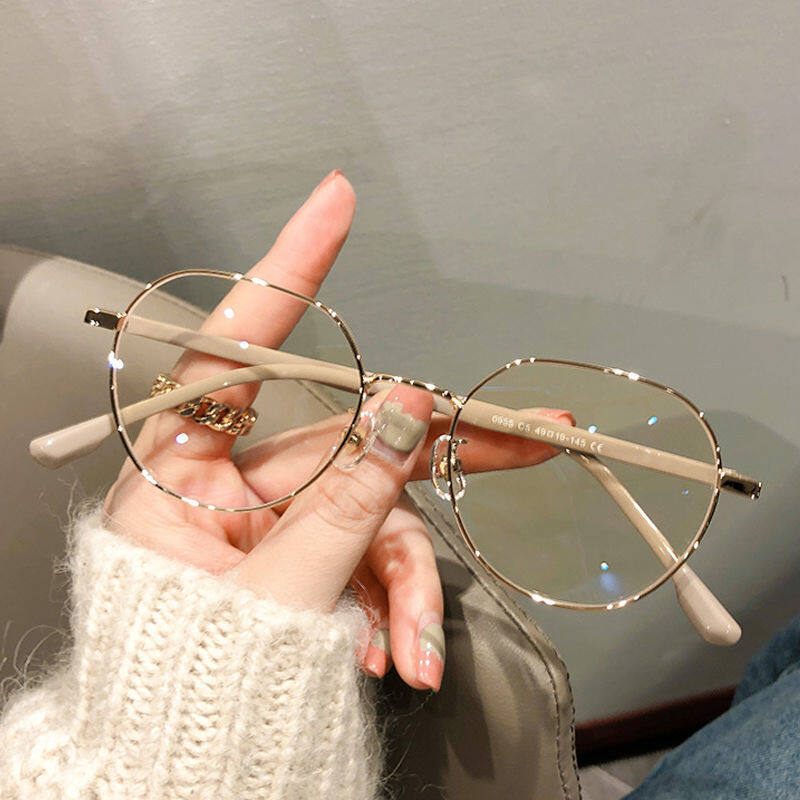 

Anti Blue Light Myopia Glasses Fashion Polygonal Metal Frame Shiny Shortsighted Eyeglasses With Grade -0.5To -6.0 -4.0
