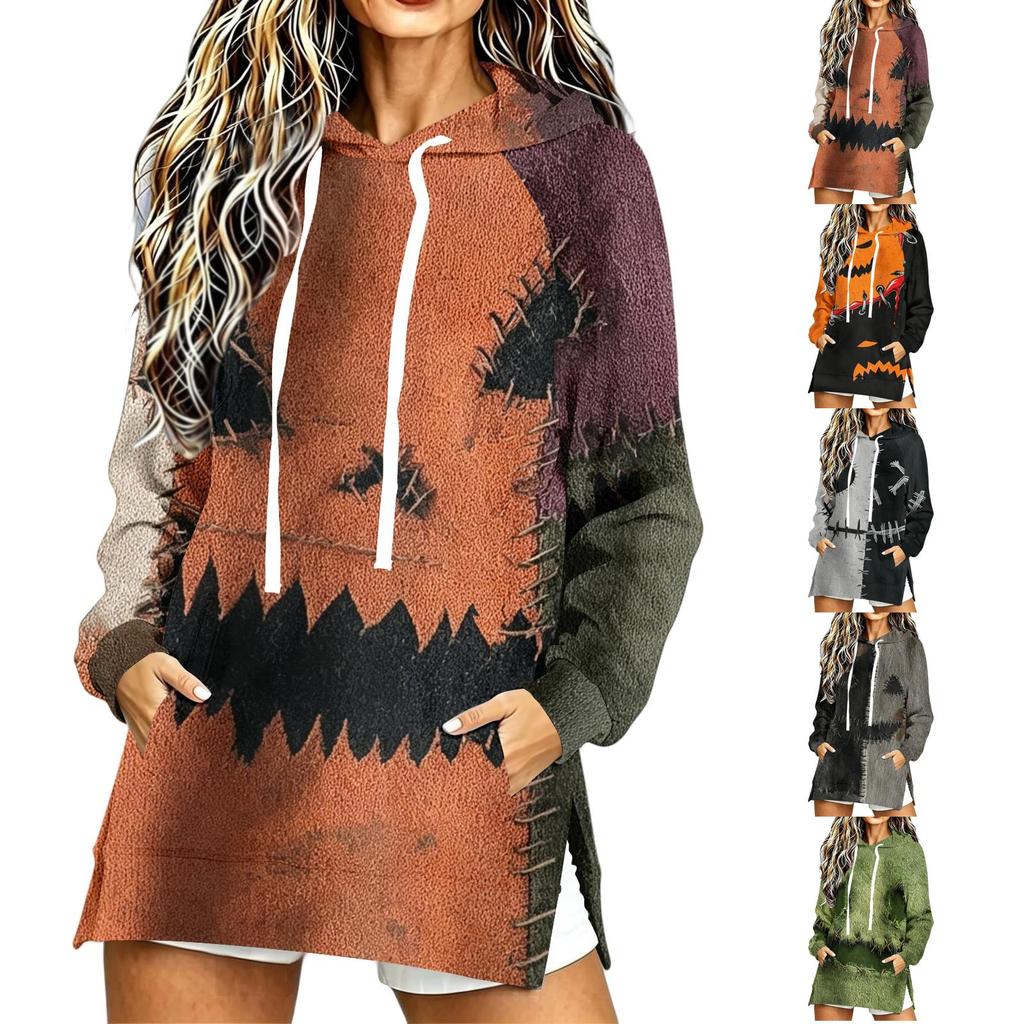 Women's Casual Long Sleeve Halloween Print Hoodie Pullover Top
