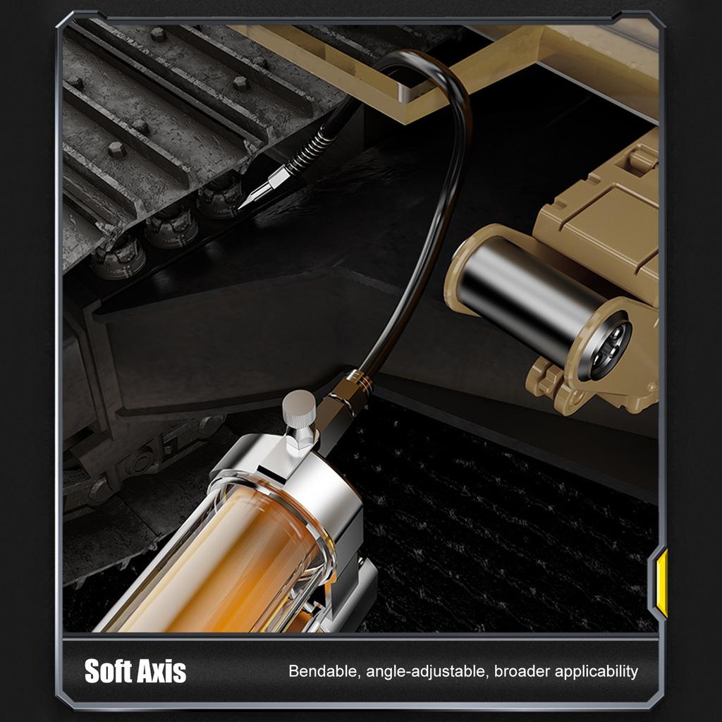 24V Grease Gun Kit, 12000PSI Cordless Battery Powered Grease Machine with Spring Hose, Tension Pipe, Nozzles, Carrying