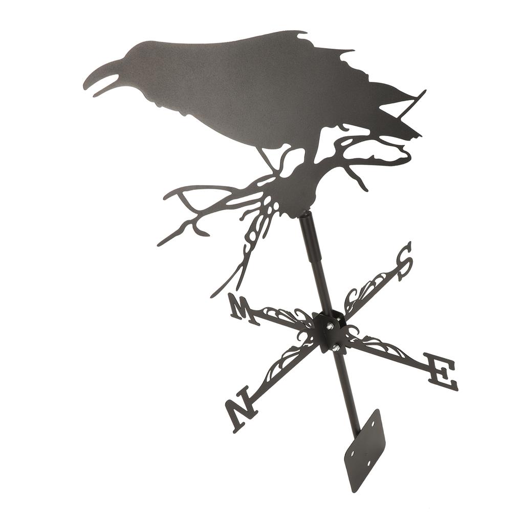 Garden Weathervane Iron Crow Ornament Wind Vane Decorative Weathercock for Outdoor Garden Farmhouse Decoration