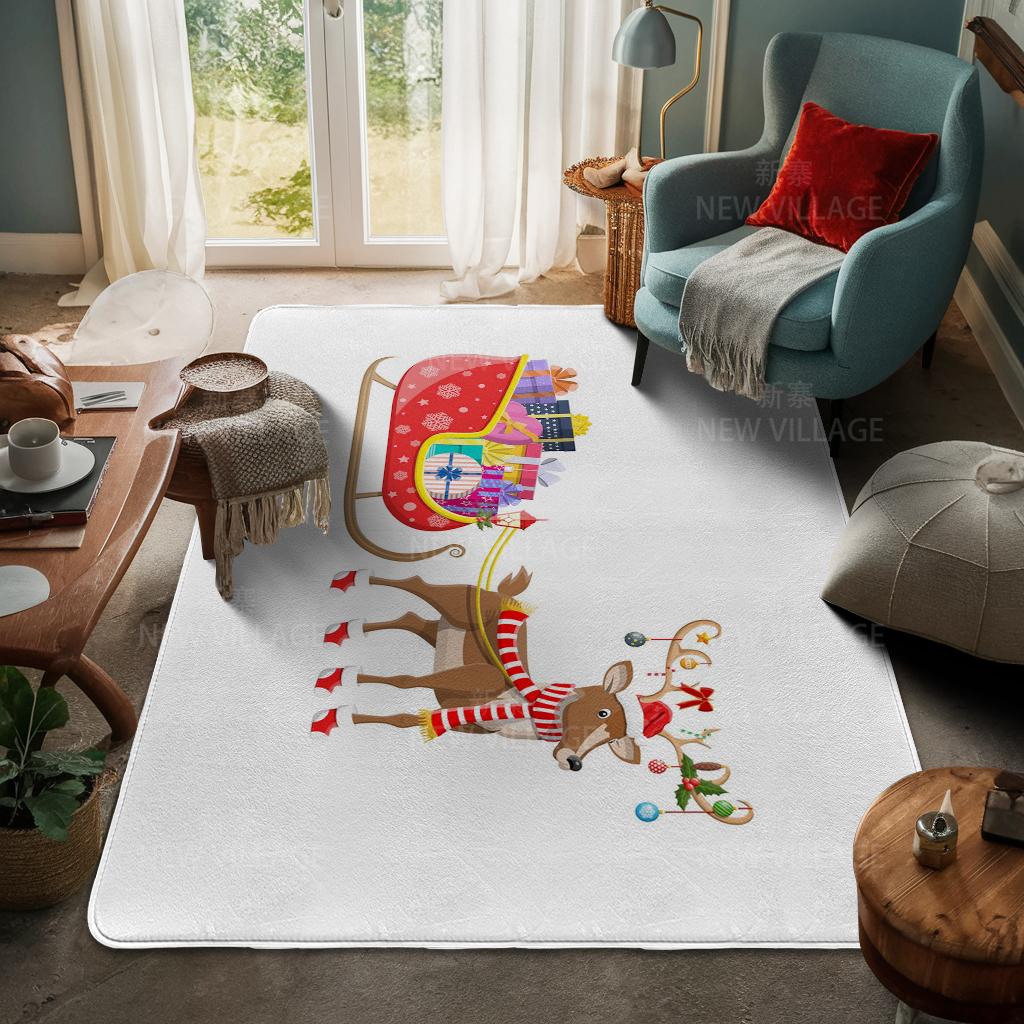 House Entrance Carpet Home Door Mat Living Room Bath Foot Bathroom Non-slip Water Absorption Rugs Bath Merry Christmas Winter