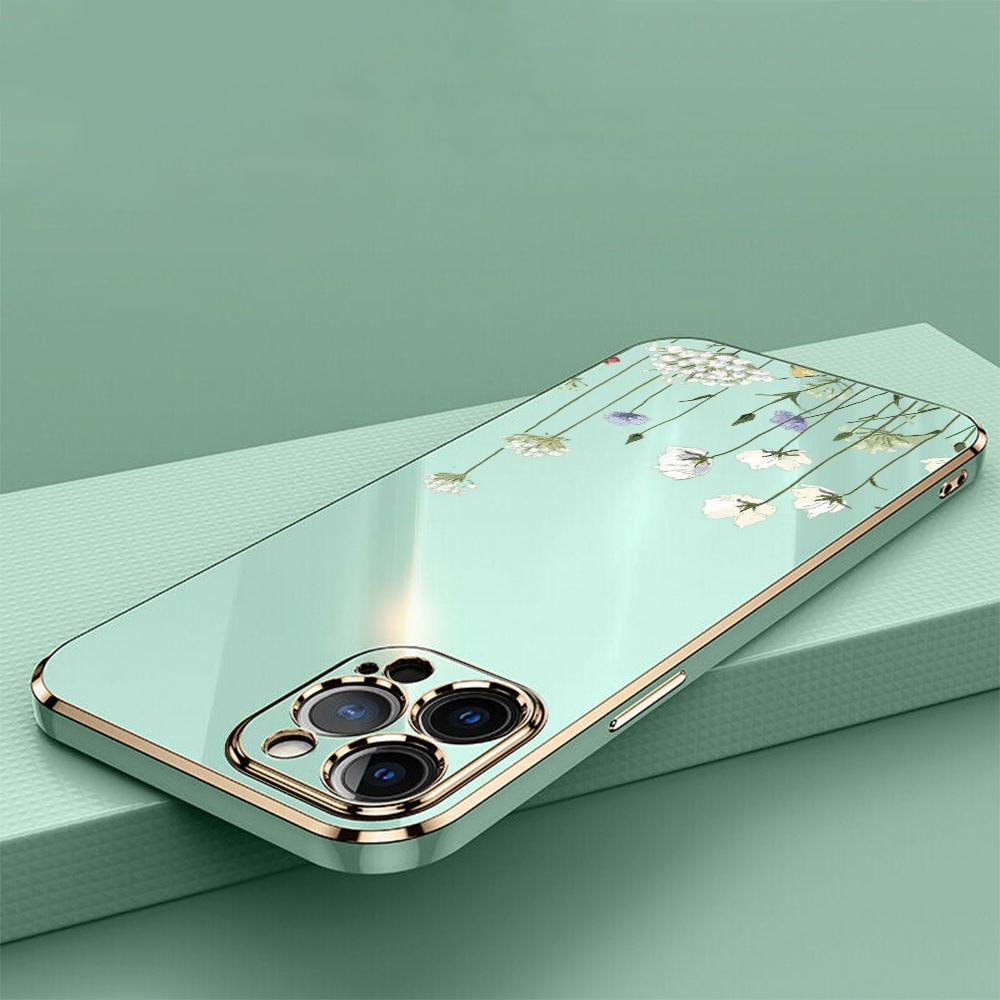 N93 Peony Plating Edge Soft TPU Phone Cases for Samsung A54 A13 A14 S24 Plus S23 Ultra S20 S21 FE A55 A05 A52s Shockproof Cover