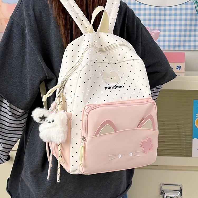 Schoolbag Wholesale Schoolbag Female Ins Cute Cat Backpack Junior High School Student Travel Bag High School Student Commuting Versatile Backpack
