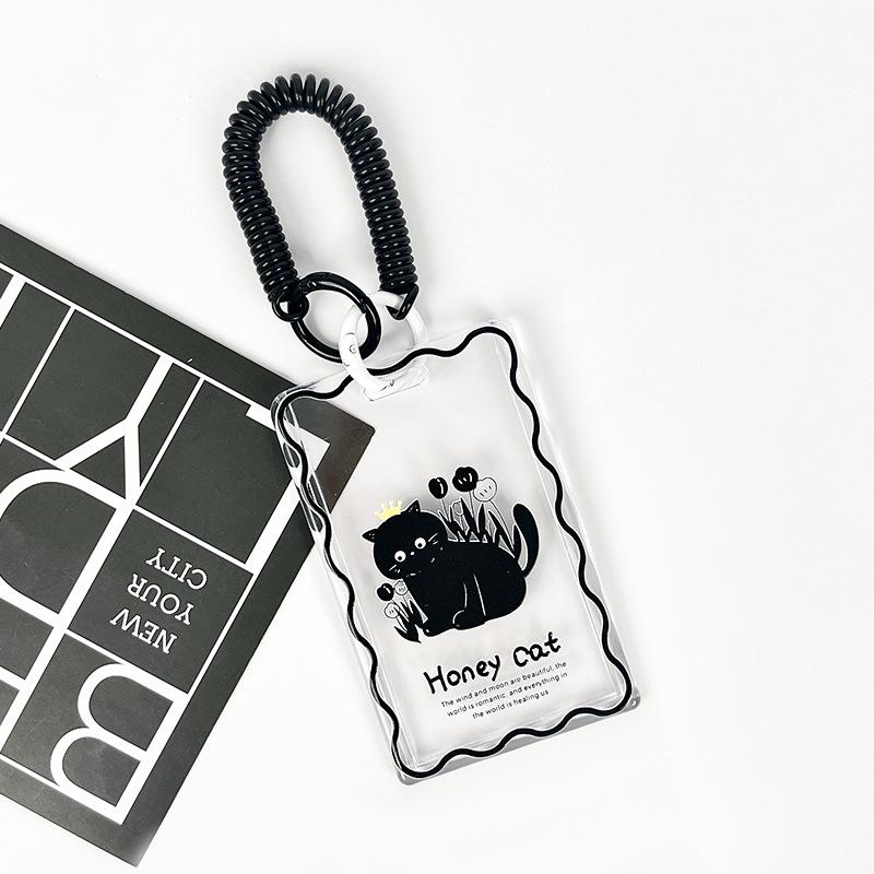 Kawaii Cat Transparent Acrylic Luxurious Photocard Holder Kpop Idol Card Protector Creative Bag Pendant Campus ID Storage Bags