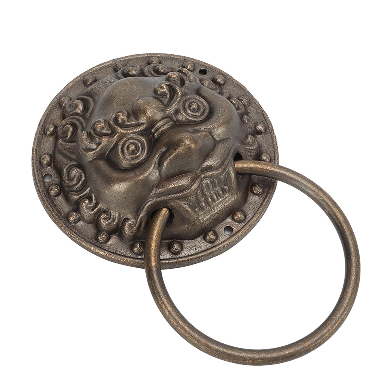 Античный дверной молоток, устойчивый к коррозии, ретро, голова зверя, бронза, антикварные кольца-ручки для дверей шкафов, деревянных ящиков