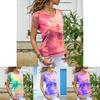 Womens Vibrant Tie-dye Printed Tops Casual Short Sleeve Blouse Perfect For Summer