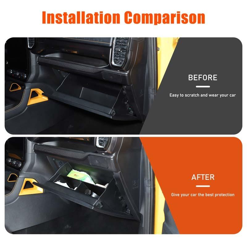 For Ford Ranger -2025 2026 ABS Car Glove Box Dividers Organizer ert Compartment Tray Car Interior Accessories