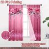 2D flat printing 2pcs Curtain Window Curtains Birthday Pink Roses Sparkle Digital Printed Polyester Drapes Party Decorations Use