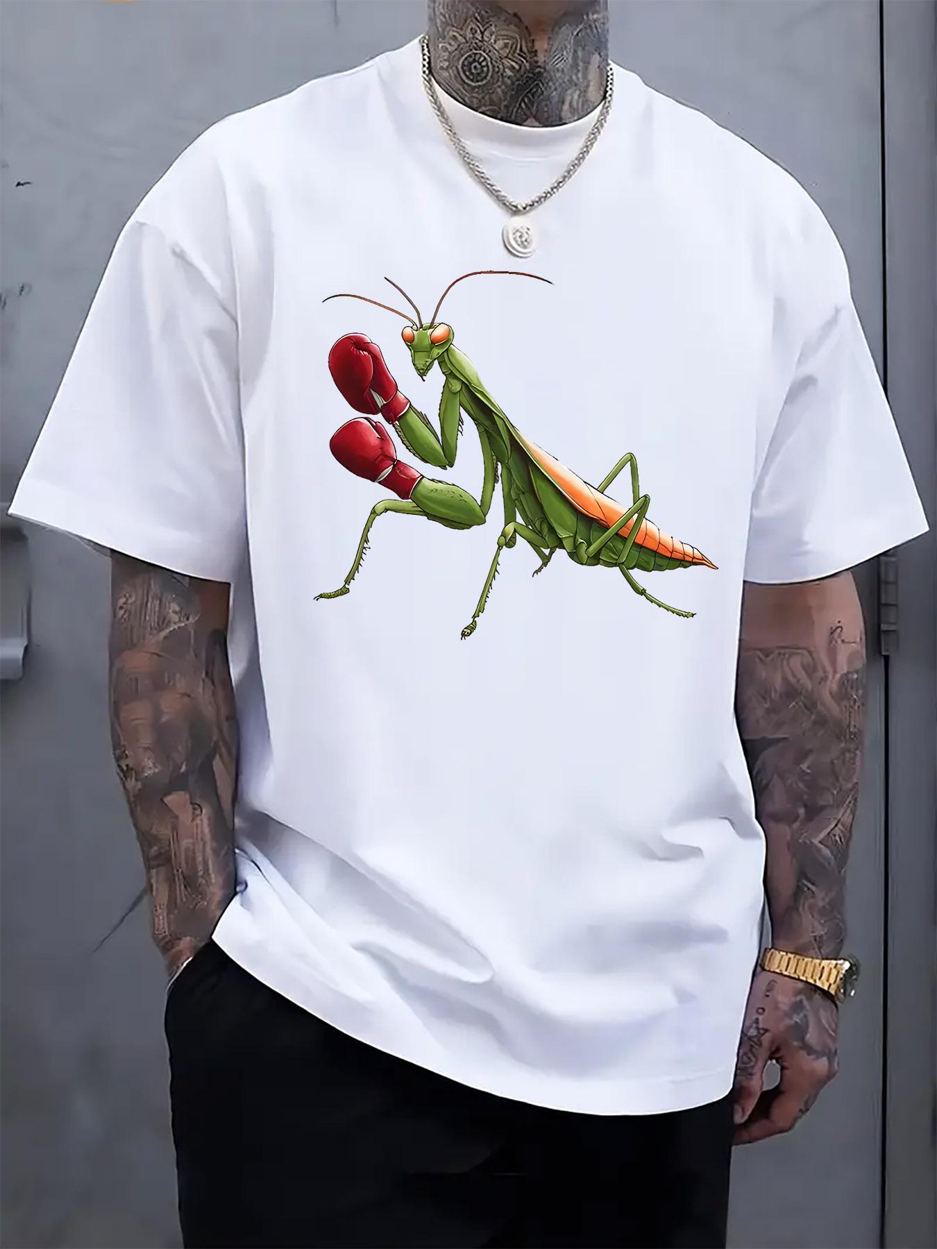 Casual Short Sleeve Tshirt with Vibrant Praying Mantis an... XXXL