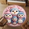 1pc Penguin Family Round Chair mat office Area Rug - Non-Slip, Floor Mat for Office, Bedroom, Ideal home decor gift c0112006