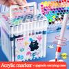 24-80 Colors Acrylic Markers Pen Set with Portable Case Painting Art Marker for Kids Graffiti Stone Ceramic Glass Wood DIY Craft