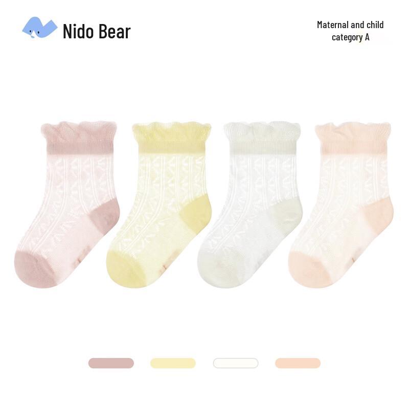 Niduoxiong Baby Girls  Boneless Summer Mesh Lace Socks (4 Pairs) -3