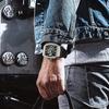 New  I&W Carnival Automatic Mens Watch Skeleton Dial Power Reserve Indicator Diamond Bezel Black Silicone  Mechanical Watch