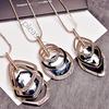 Gold&Silver Color Rhinestone Long Necklace Vintage Punk Triangle Square Oval Crystal Glass Pendant Necklaces Women Jewelry
