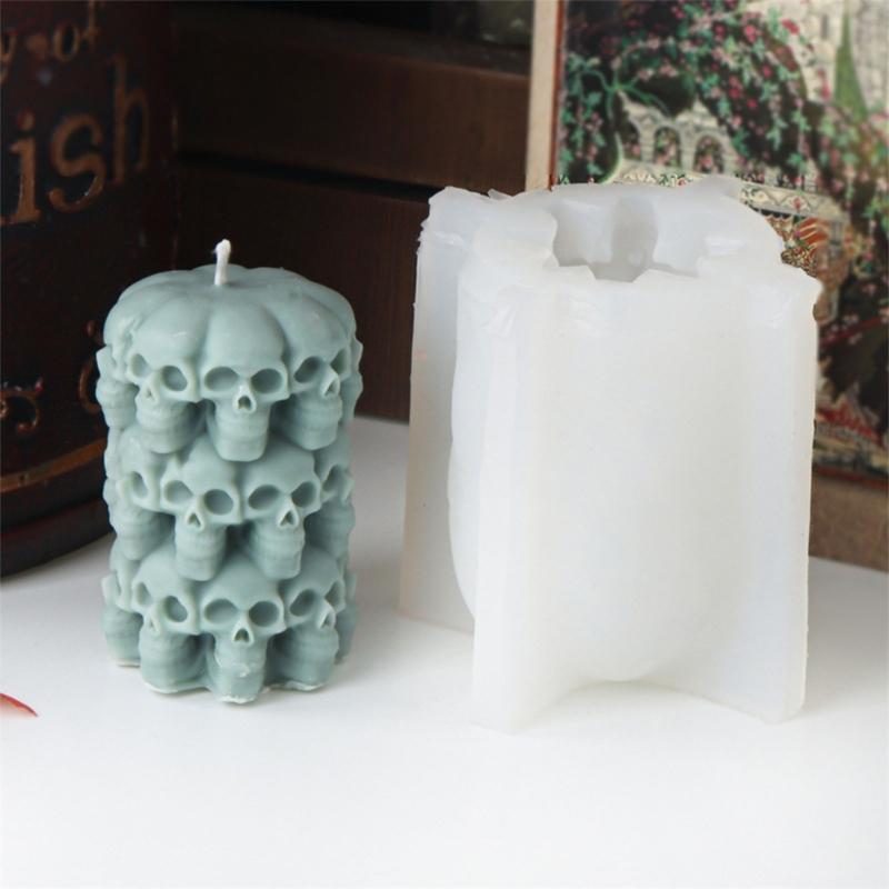 Skeleton Head Silicone Molds for Candle Soap Gypsum Decorations, Halloween Candle Molds for Making Halloween Present