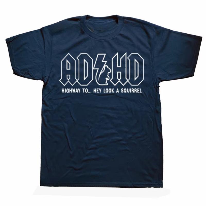 Funny ADHD Highway Hey Look A Squirrel Graphic T-shirts Men Women's Fashion Casual Tshirt Cotton Loose Oversized T Shirt