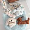 2Pcs Cartoon Puppy Plush Toy Pendant Keychain Stuffed Animal Doll Keyring Lovely Backpack Pendant Car Key Holder Decoration Gift